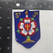 Vtg Floral, Candle, Cross ST. JOHN Patch 92AC