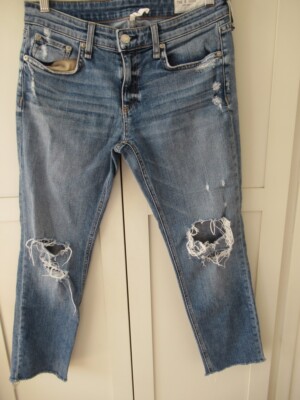 Rag & Bone Dre Low Rise Slim Boyfriend Jeans in Marie Hole Size 26