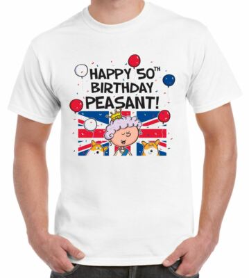 Happy 50th Birthday Peasant Men's T-Shirt - Queen Union Jack Gift Present