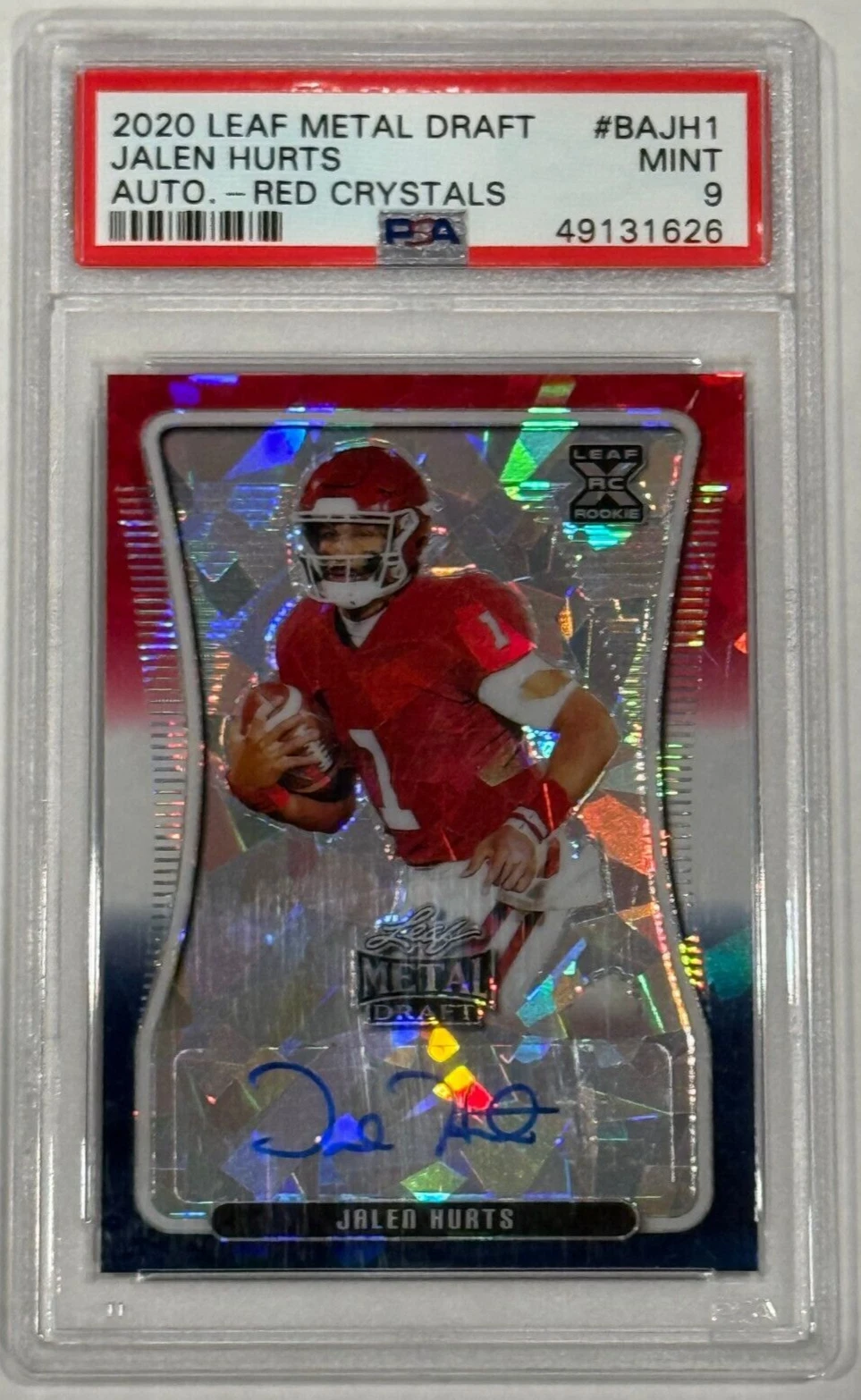 Jalen Hurts Leaf Metal Draft Autographs #BAJH1 Red Crystals 1/1