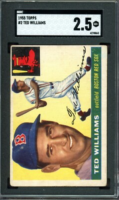 TED WILLIAMS ~ 1955 Topps Baseball Card #2 ~ Graded SGC 2.5 GOOD+