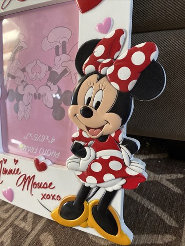 Disney Parks 5x7 Minnie Mouse Love And Kisses Ceramic Frame New With Tags - Picture 2 of 7