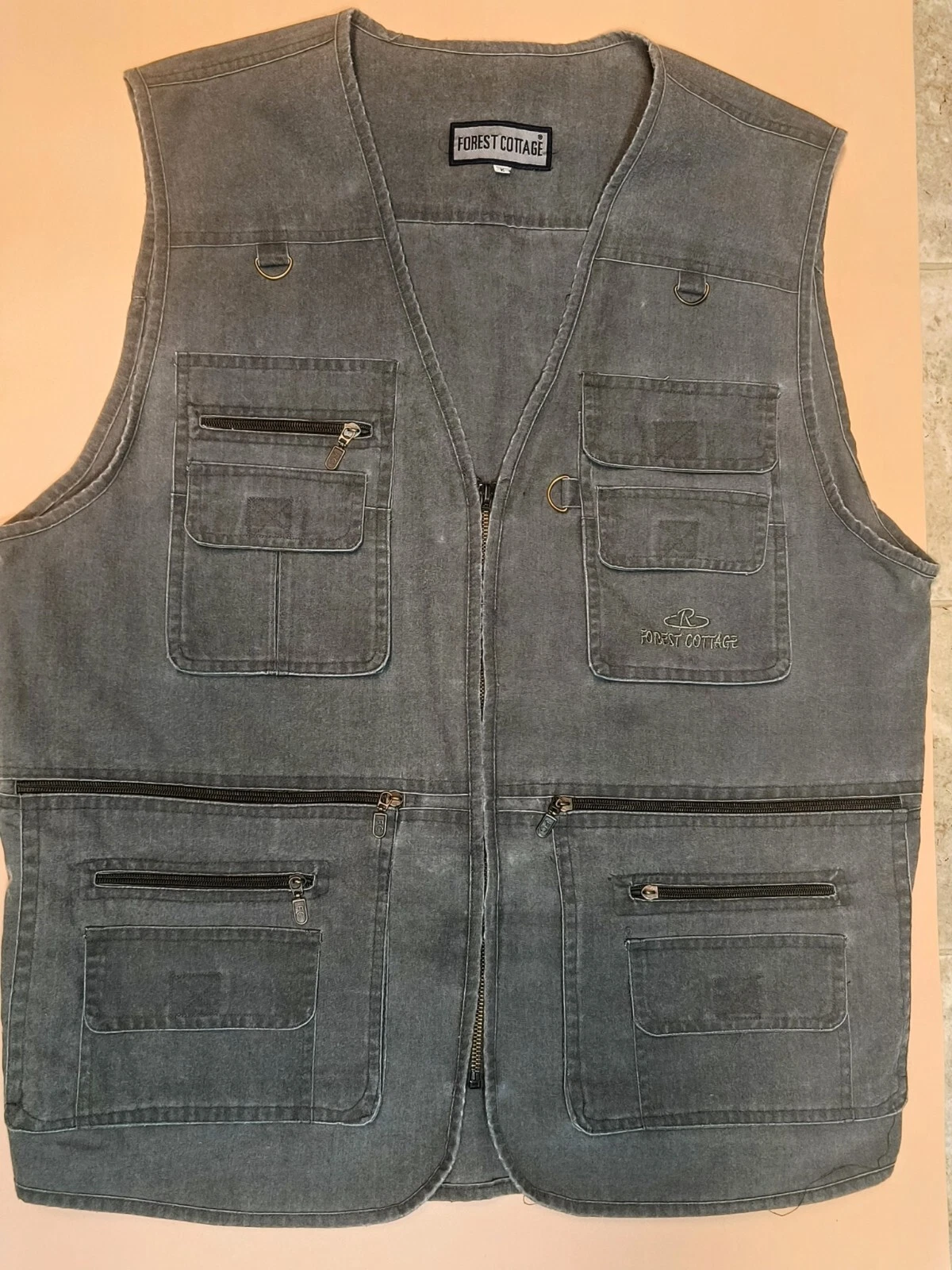Forrest Cottage Utility Field Vest Men's Gray Tactical Plus Size 4XL Hike, Camp