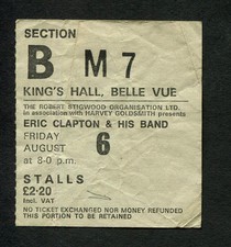 1976 Eric Clapton Van Morrison Concert Ticket Stub Manchester No Reason To Cry