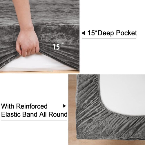 Queen Size Truly Velvet Fitted Sheet - Ultra Soft, Cozy, and Deep Pocket Design - Picture 7 of 11