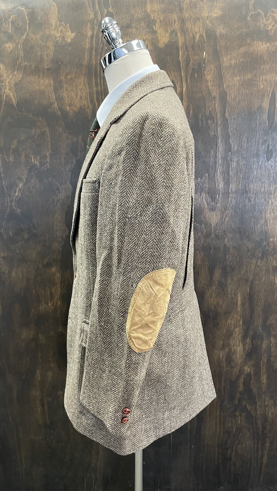 PENDLETON Vintage Suede Elbow Patch Herringbone T… - image 3