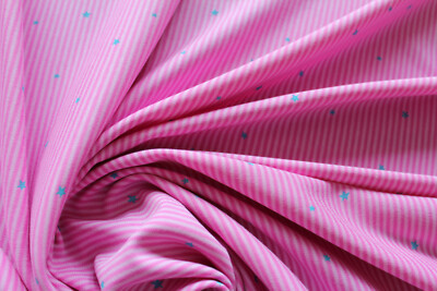 1 Lfm Jersey 3,20 /m²  Interlock 100% BIO-Baumwolle, rosa gestreift MJ14