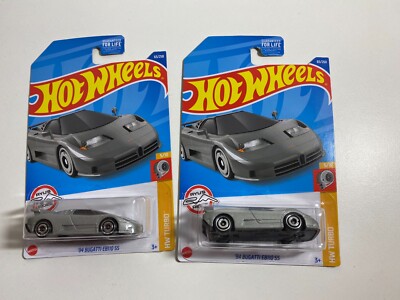 Lot of 2 2022 Hot Wheels 65/250 '94 Bugatti EB110SS Silver grey 5/10 HW Turbo