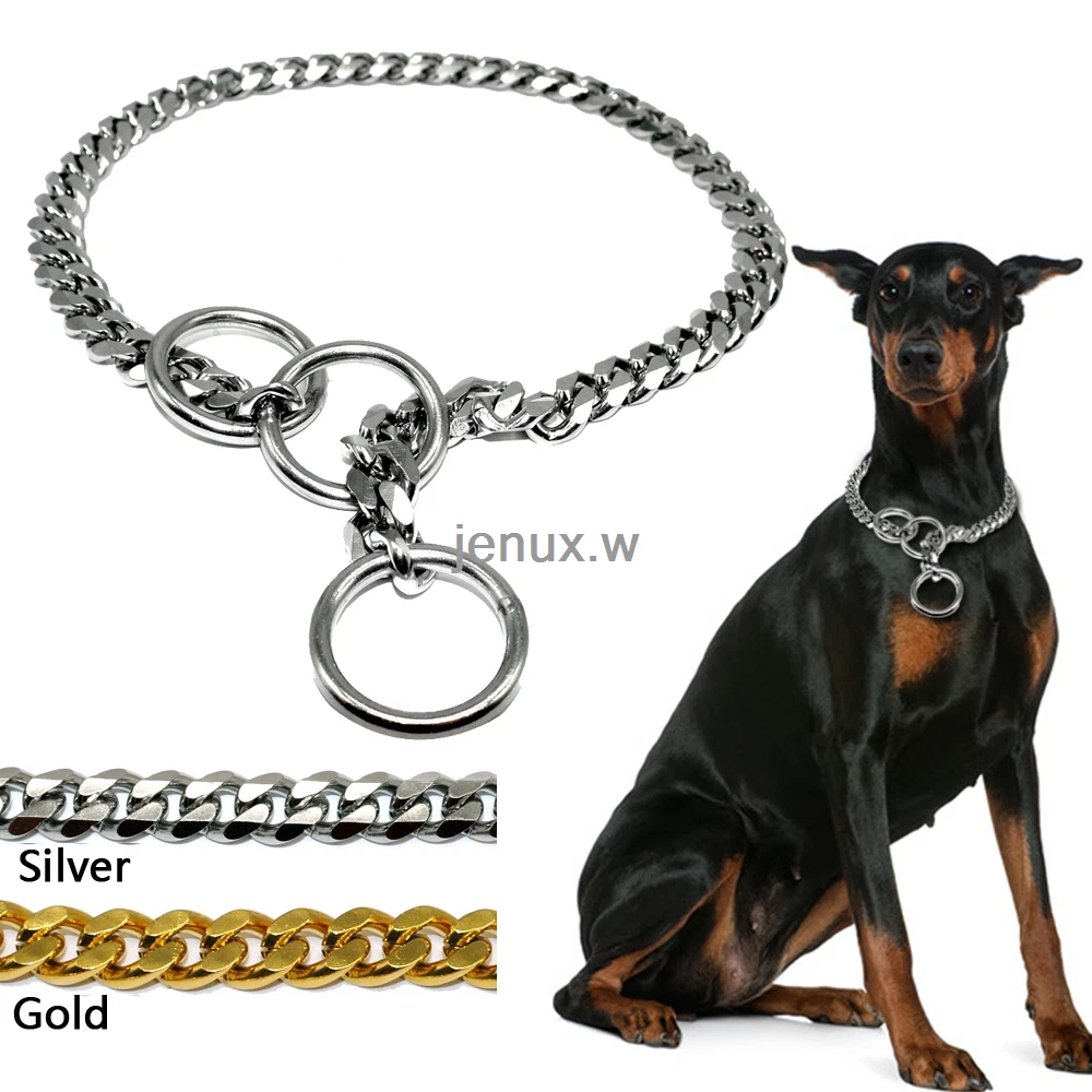 Pet Dog Chain Collar Puppy Necklace For Pitbull Doberman Gold