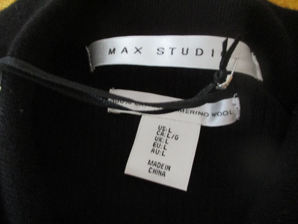 NEU schwarze Strickjacke Gr. L / 40 - 42 MAX STUDIO schwarz Kragen Knöpfe Fein - Bild 4 von 4