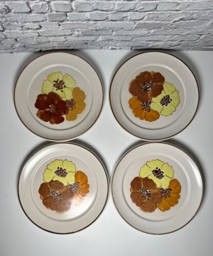 4 Denby Potpourri Dinner Plates Vintage Stoneware England 9-7/8 Inches