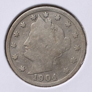 1904  5C Liberty Nickel - G - Good (actual coin pictured)