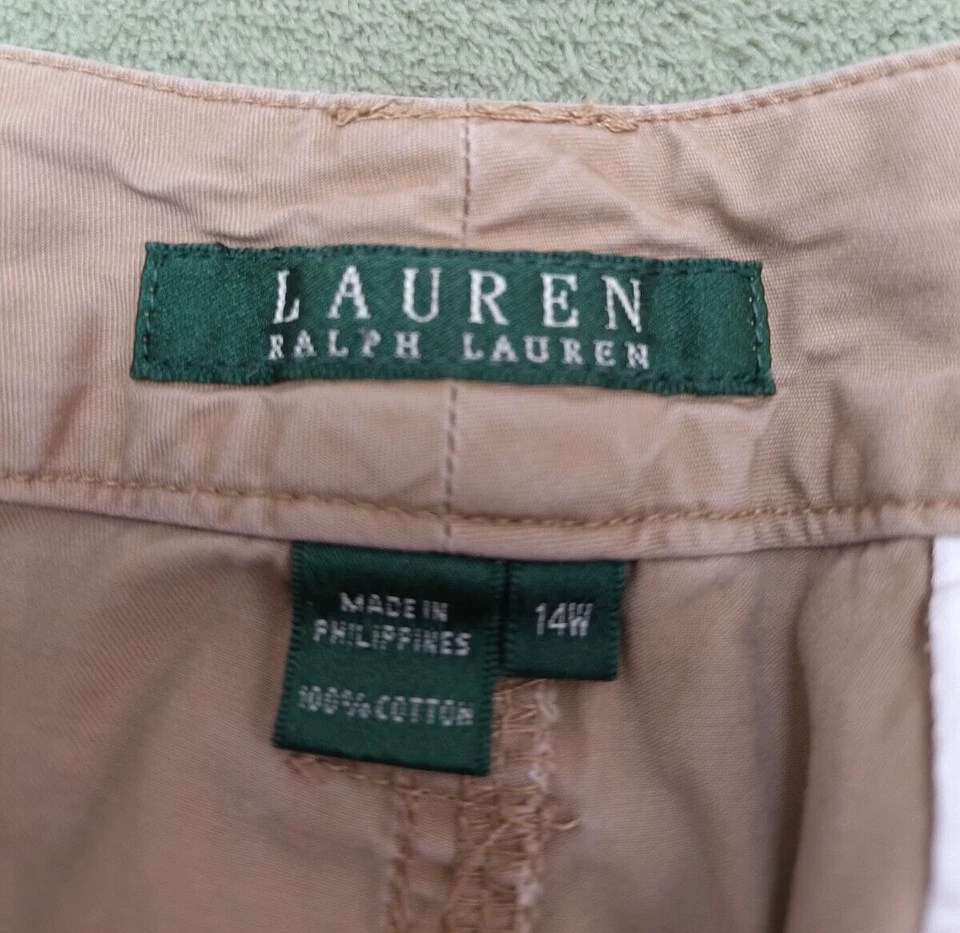 Lauren Ralph Lauren Shorts Women's 14W Tan Bermuda Casual Cotton Blend - Image 4 of 4