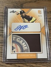 2021 LEAF PERFECT GAME ORANGE JEANPIERRE ORTIZ LOGO RC ROOKIE PATCH AUTO # 3/3