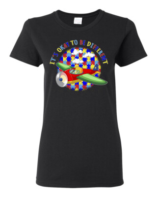 Its Okay to Be Different | Plane Autism Awarness Womens Graphic T-Shirt
