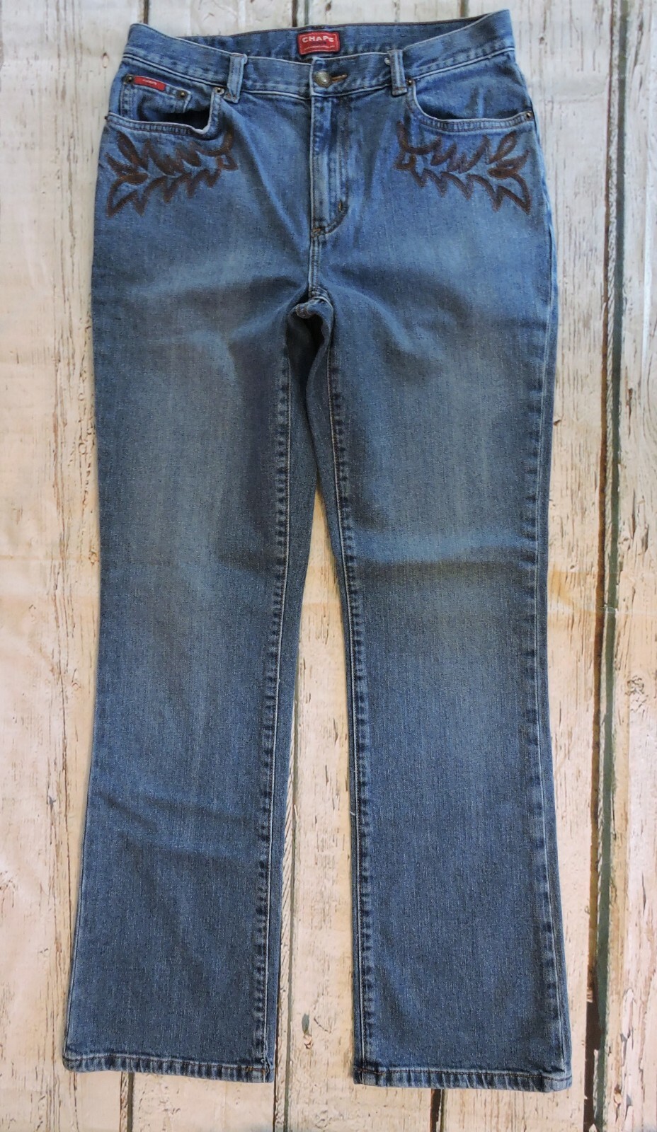 Chaps Denim True American Brand Embroidered Leaf Pock… Gem