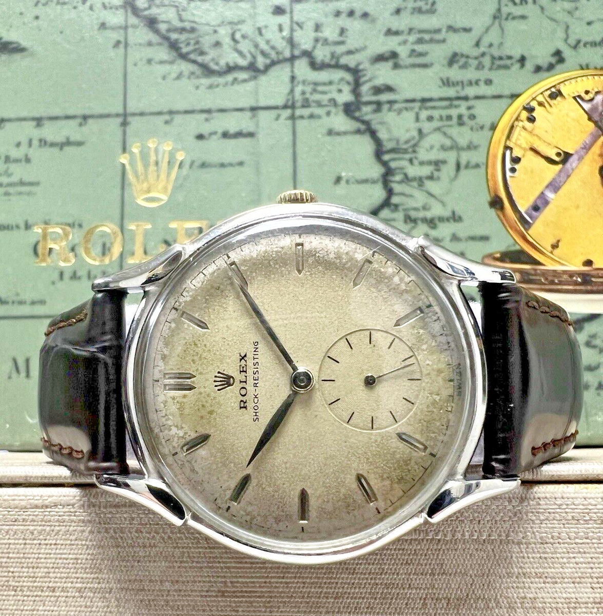 Mens VINTAGE Rolex 4498 Watch Cream Dial & Sub-Seconds