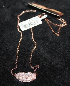 Authentic Sofia Vergara Rose Gold Plated Cubic Zirconia Lip 17" Necklace