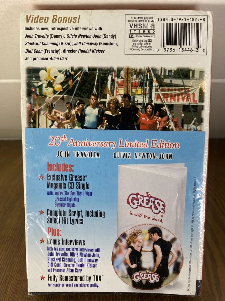 Grease - 20th Anniversary Edition - on VHS John Travolta w/ CD & script - Image 2 of 4