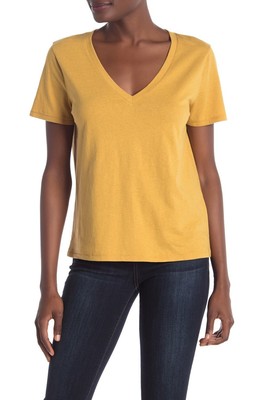 mustard v neck t shirt
