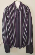 Ted Baker London Dress Shirt Purple Stripes French Cuff Men's Size 6