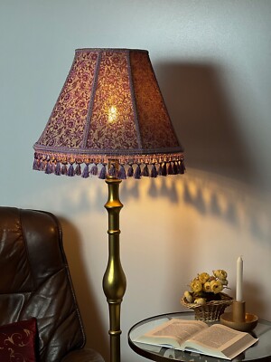 Victorian lampshade purple-gold brocade with fringe | eBay