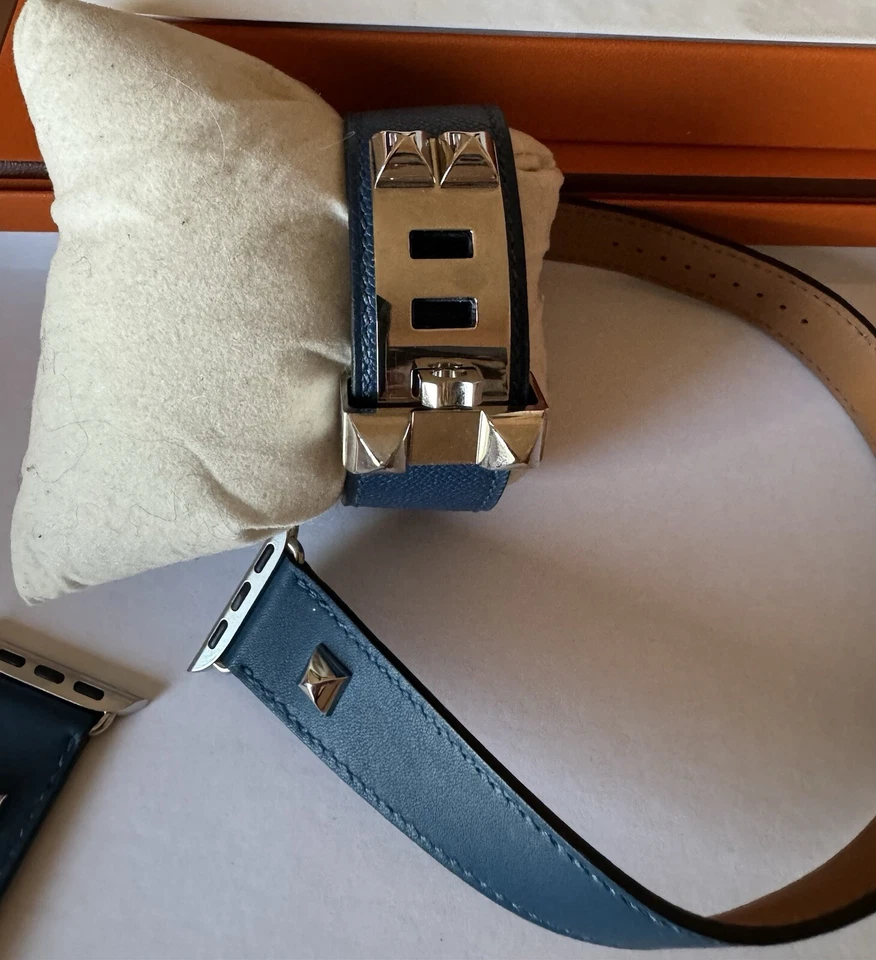 Pulsera Hermes Collier De Chien 24 y correa de reloj de doble gira de 40 mm en azul profundo Foto 4 de 4