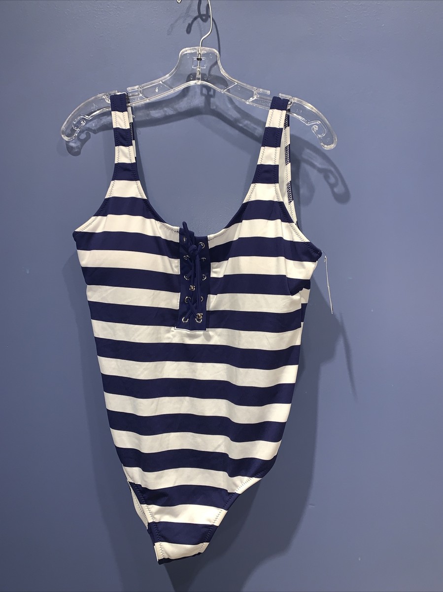 XL one piece swimsuit, Navy White Stripe, Nautical, Mossimo