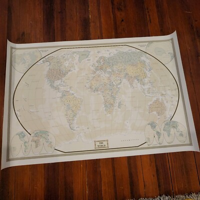Swiftmaps World Wall Map Modern Day as Antique Edition on Vinyl Canvas 36'' x 24''