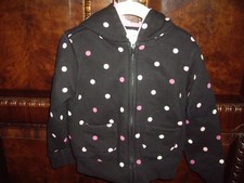 T18 EUC Girl Size 4 5 Gymboree Black Polka Dot Zip Hooded Jacket Sweatshirt TWIN