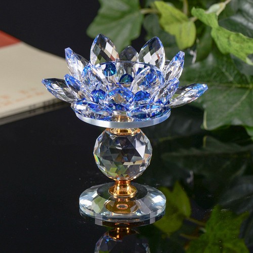 Kristallglas Lotusblume Kerze Tee Licht Halter buddhistischer Leuchter Dekor - Bild 2 von 12