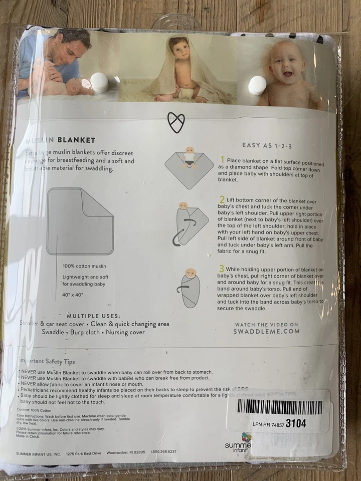 Summer Infant Swaddle Me 薄纱襁褓毯特大号 - 3 包中性 — 第 3/4 张图片