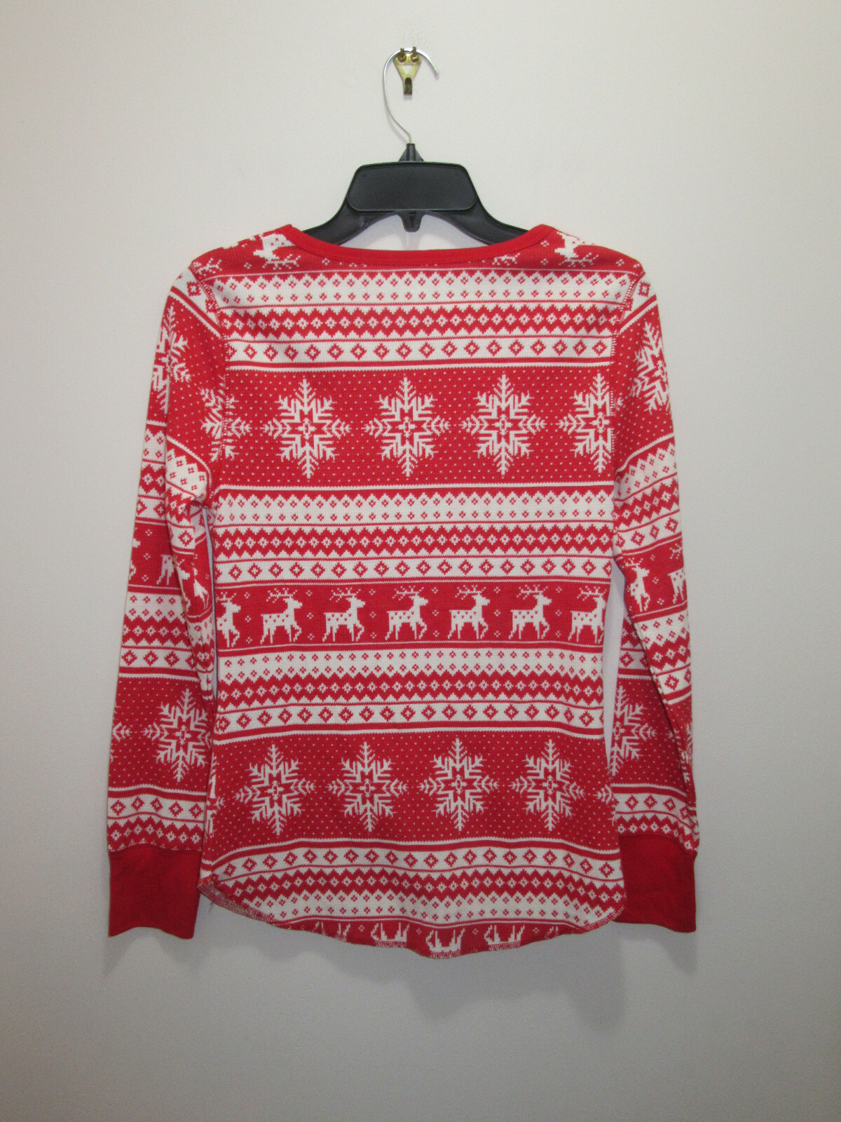 OLD NAVY WOMENS THERMAL PAJAMA COMBO 3 TOPS FAIR ISLE RED WHITE IVORY