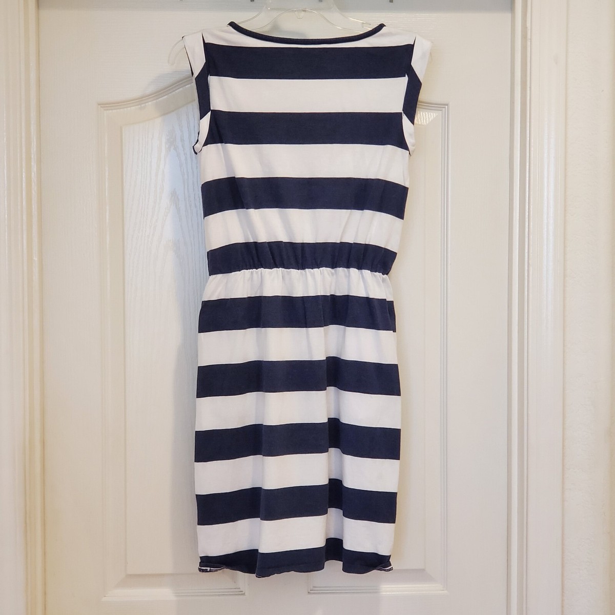boden blue and white striped dress Sleeveless Women's 4R Pockets Modal Blend VGUC Black Tie Dresses for sizing:12.16.XXL Waist Size:55- 67 cm This double cloth dress