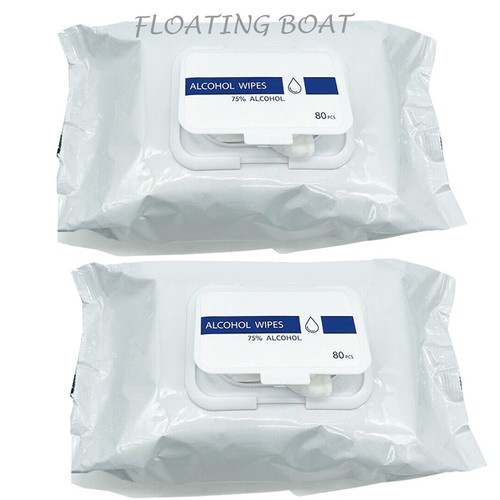 2 x 75% Alcohol Clean Wet Wipes 160 Large Sheets (2x80) , Resealable, Healthcare - 第 1/3 張圖片