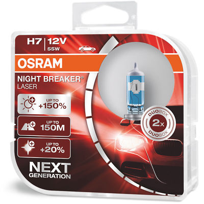OSRAM - H7 Night Breaker Laser +150% (Next Generation) Car Headlight Bulb (Twin)