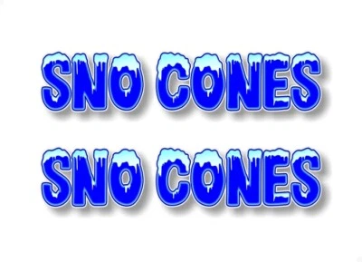 CONCESSION DECALS 2 SNO CONES 9'' Decals Concession Shave Ice Snow Cone Machine Trailer Stand Menu