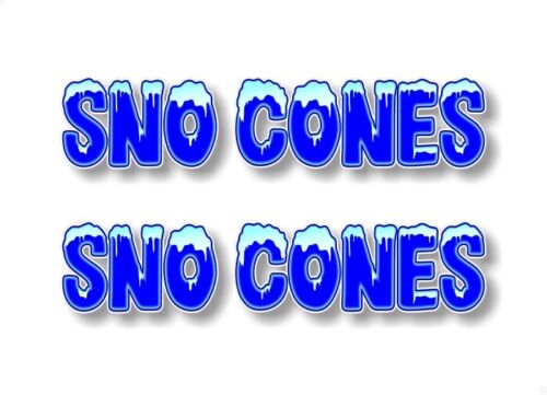 2 SNO CONES 9'' Decals Concession Shave Ice Snow Cone Machine Trailer Stand Menu - Picture 1 of 2