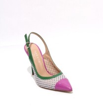 Isabelle 135c Multi-Color Leather Pointy Heel Slingbacks Pumps 36.5 / US 6.5