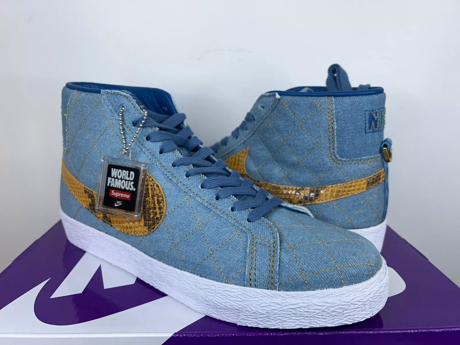 Blazer Nike SB Zoom Mid QS 2 Supreme taille 8 bleu denim DX8421 400