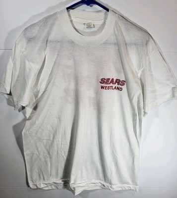 Screen Stars Sears Branded T-Shirt XL White Westland USA 50/50 Single Stitch VTG