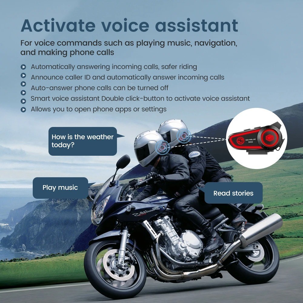 Casque moto bluetooth DK02 avec micro antibruit et grande autonomie de batterie 2800mAh