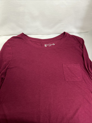 Red Camel Women's Long Sleeve Burgundy Polyester/Rayon Shirt Size XL