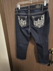 Love Indigo Premium Women's Capri Dark Wash Blue Denim Jeans Embroidered — photo 4