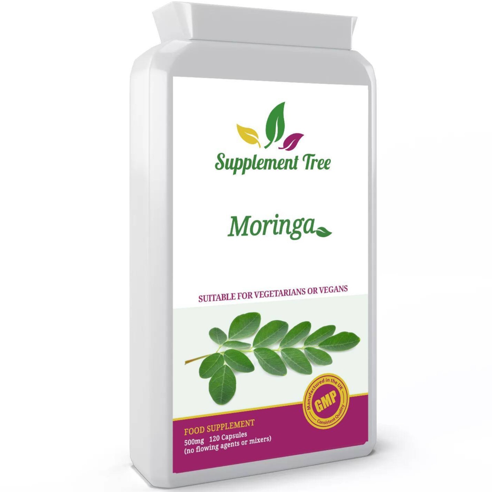 Pure Moringa Oleifera 500mg 120 Capsules Moringa Leaf Powder Supplement
