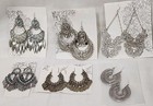 6 Pairs EARRINGS Boho Drop Dangle Tribal Hippie Gypsy Round Hook Silver Tone #J1