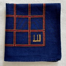 Dunhill Vintage Handkerchief Navy Cotton Check Red Classic Pocket Square 18"