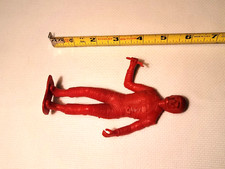 Vintage 6 Red Astronaut with Wrench, like MARX hard plastic figure on stand
