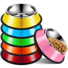 Roshtia 6 Pcs 7 oz Colorful Stainless Steel Dog Bowl Stackable Water and Food...