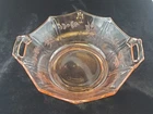 Vintage Pink Depression Glass Etched Bowl With Handles